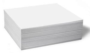 A stack of 11" x 11 1/2" braille paper, sold as individual sheets.